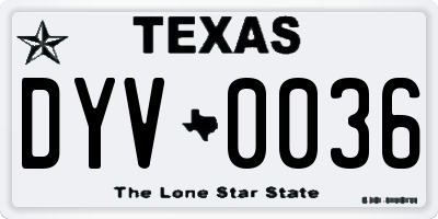 TX license plate DYV0036