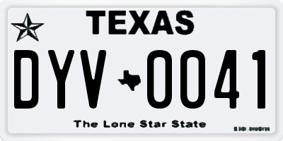 TX license plate DYV0041