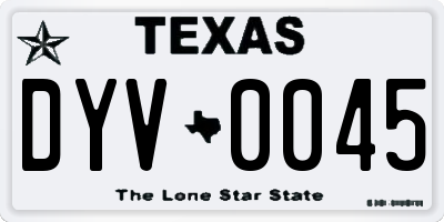 TX license plate DYV0045