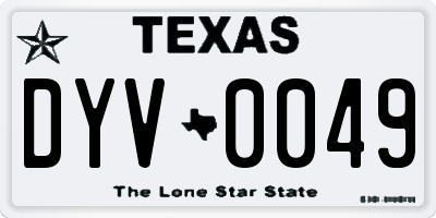 TX license plate DYV0049