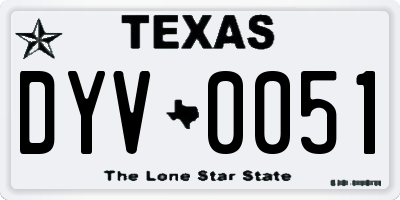 TX license plate DYV0051