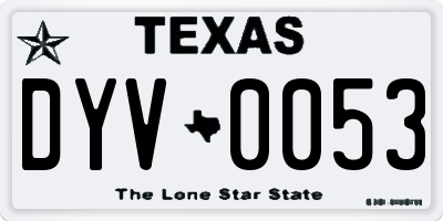 TX license plate DYV0053