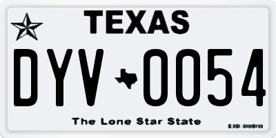 TX license plate DYV0054