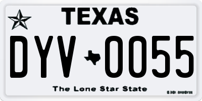 TX license plate DYV0055