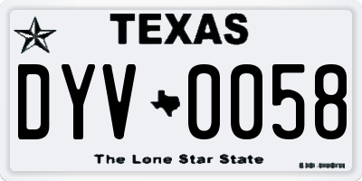 TX license plate DYV0058