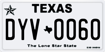 TX license plate DYV0060