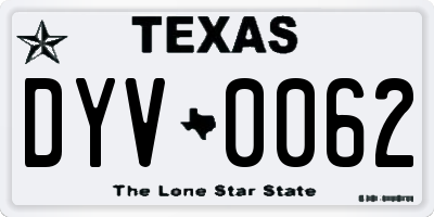 TX license plate DYV0062