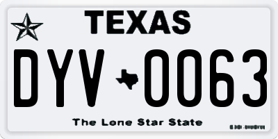 TX license plate DYV0063
