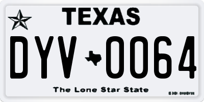 TX license plate DYV0064