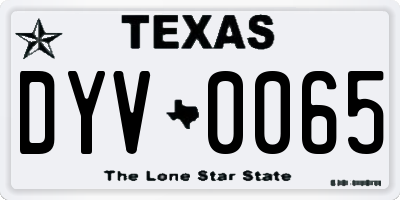 TX license plate DYV0065