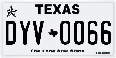 TX license plate DYV0066
