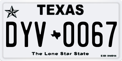 TX license plate DYV0067