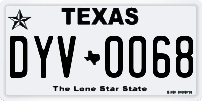 TX license plate DYV0068