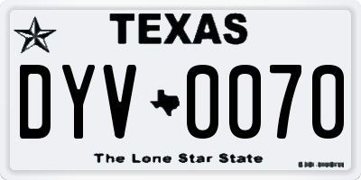 TX license plate DYV0070