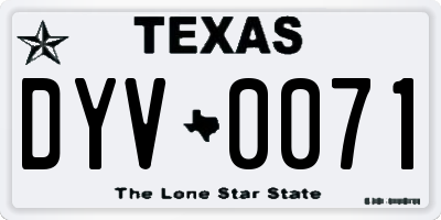 TX license plate DYV0071