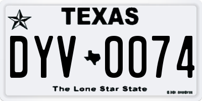 TX license plate DYV0074