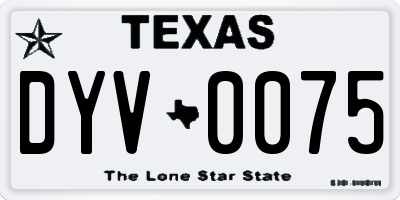TX license plate DYV0075