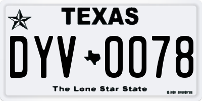 TX license plate DYV0078