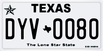 TX license plate DYV0080