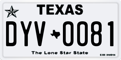 TX license plate DYV0081