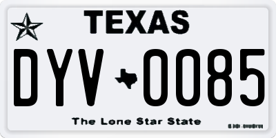 TX license plate DYV0085