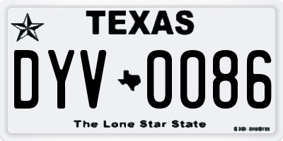 TX license plate DYV0086
