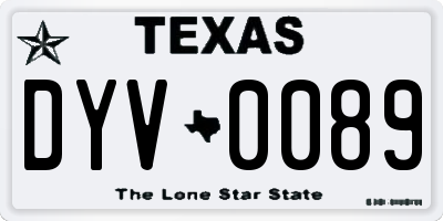 TX license plate DYV0089