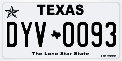 TX license plate DYV0093