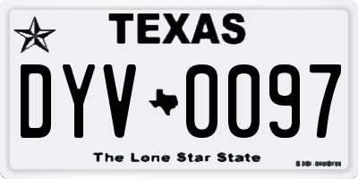 TX license plate DYV0097