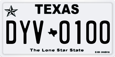 TX license plate DYV0100