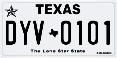 TX license plate DYV0101