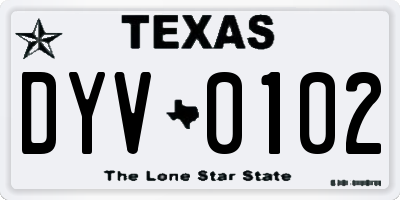 TX license plate DYV0102