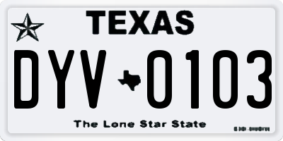 TX license plate DYV0103