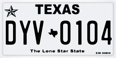 TX license plate DYV0104