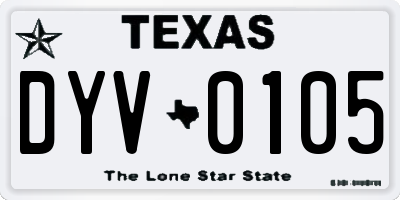 TX license plate DYV0105
