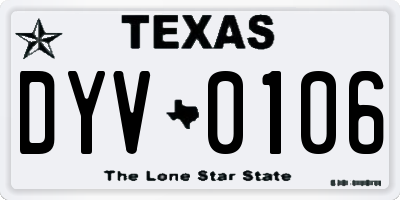 TX license plate DYV0106