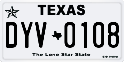 TX license plate DYV0108