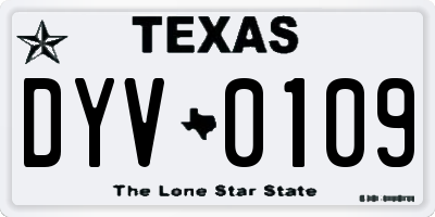 TX license plate DYV0109