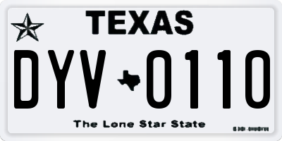 TX license plate DYV0110