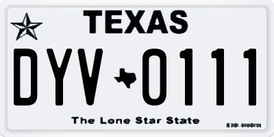 TX license plate DYV0111