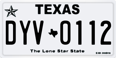 TX license plate DYV0112