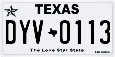 TX license plate DYV0113
