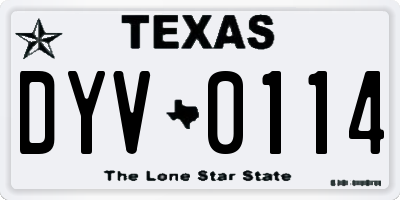 TX license plate DYV0114
