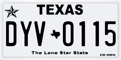 TX license plate DYV0115