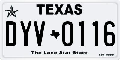 TX license plate DYV0116