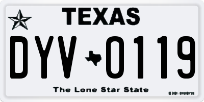 TX license plate DYV0119