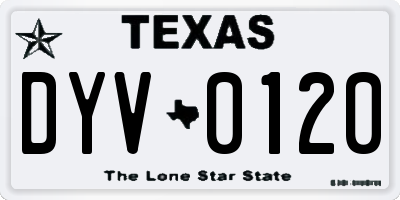 TX license plate DYV0120
