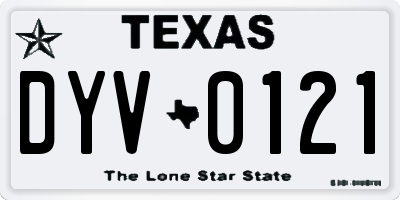 TX license plate DYV0121