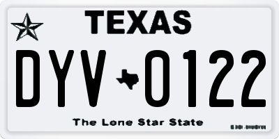 TX license plate DYV0122