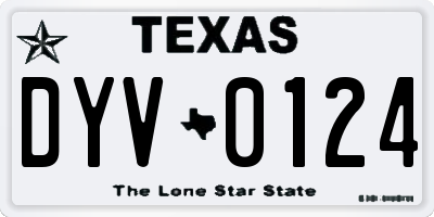 TX license plate DYV0124